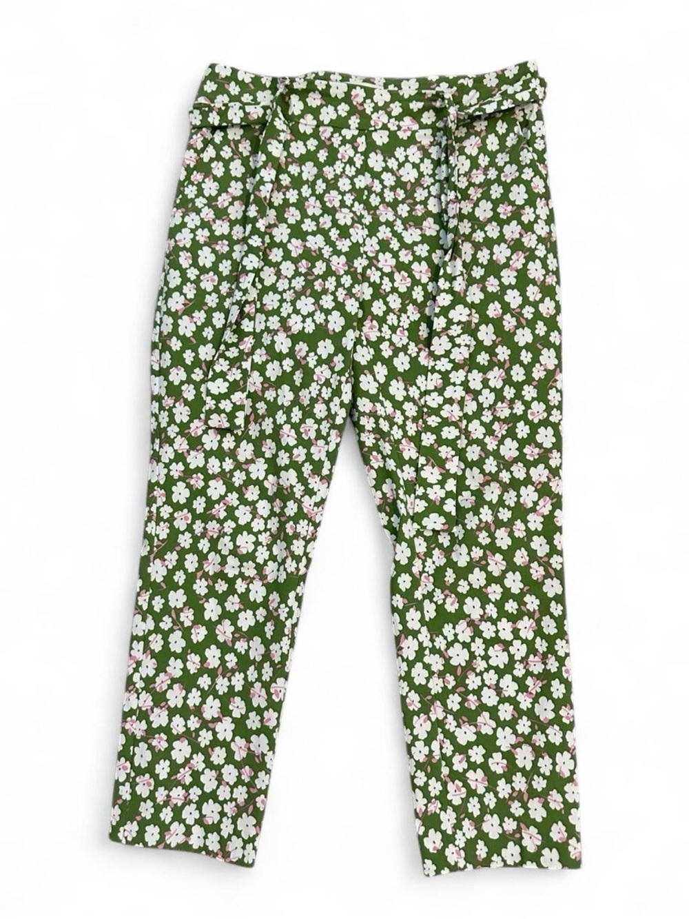Jules & Leopold Olive Green Floral Pants with Pink and Cream Blossoms